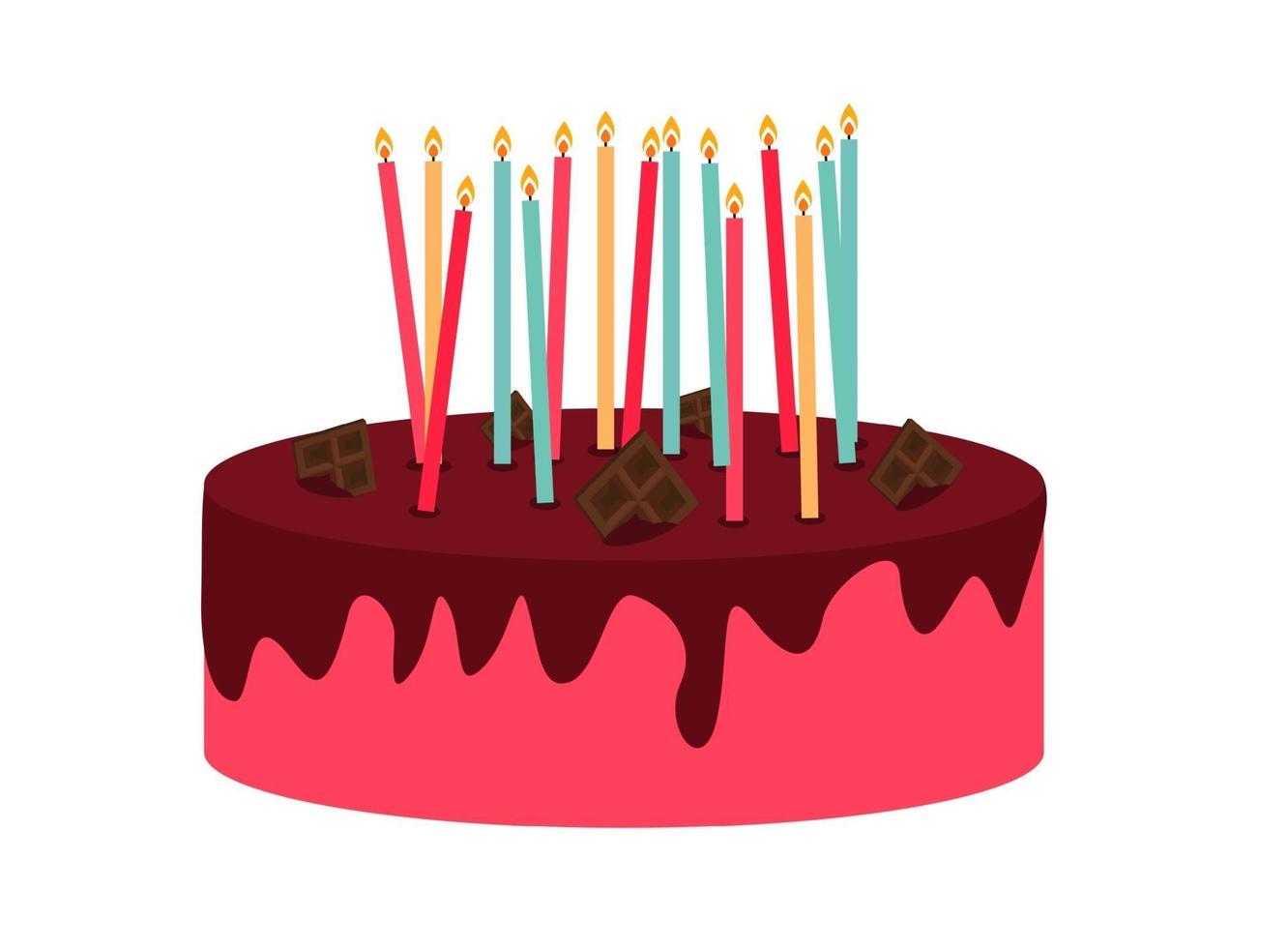 Cute Birthday Cake Icon with Candles. Design Element for Party vector