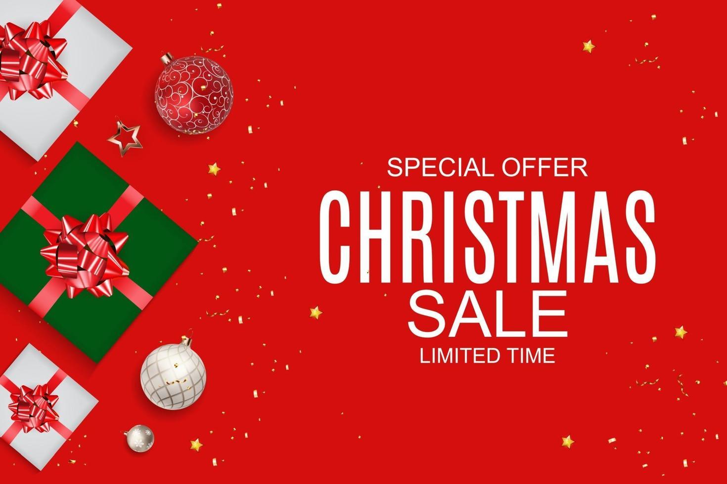 Christmas and New Year Sale Background, Discount Coupon Template. vector