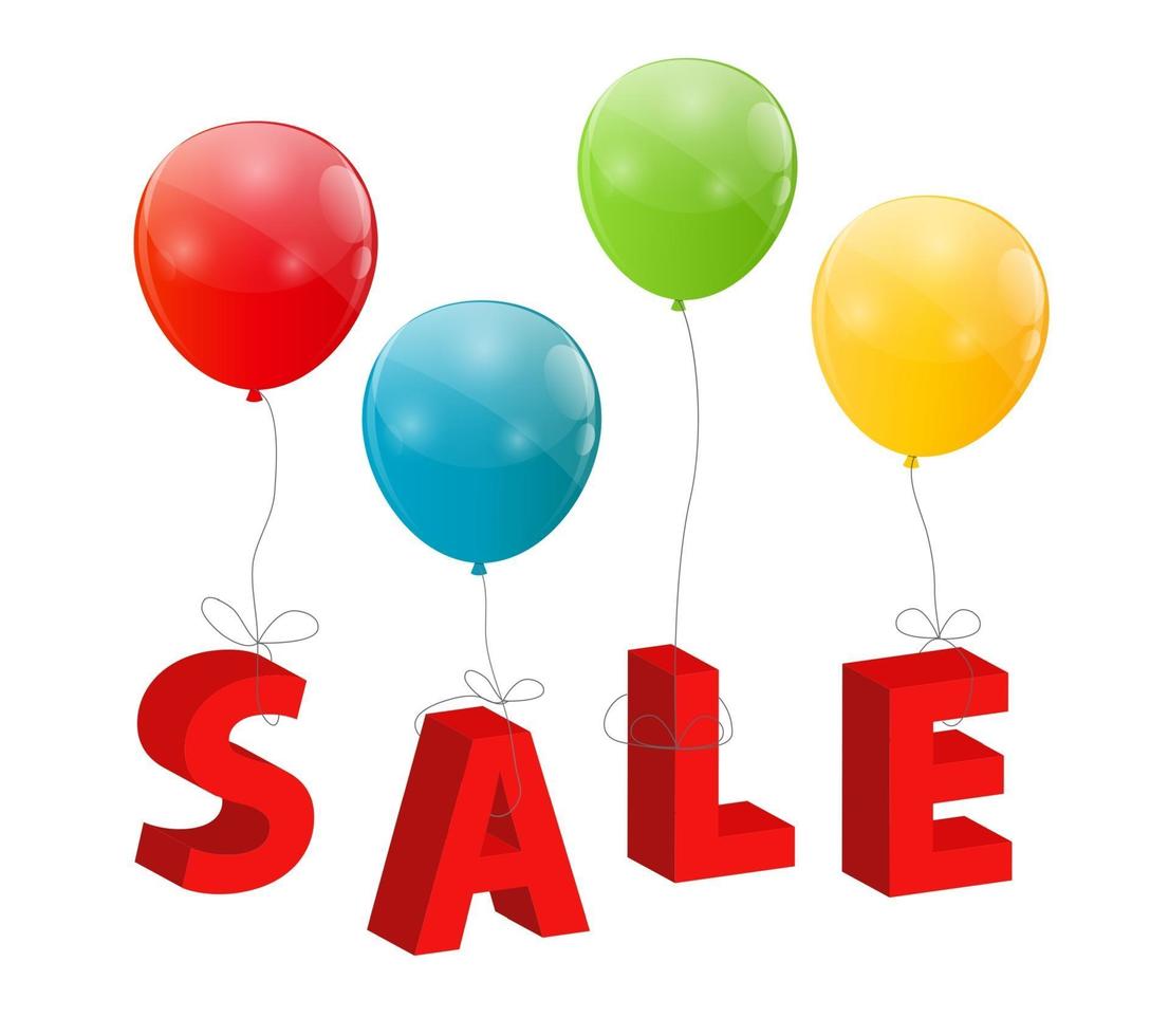 Balloons with Sale Letters. Concept of Discount vector