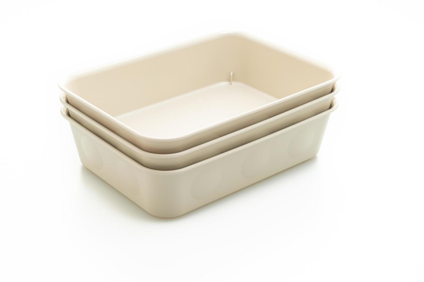 Plastic tray or plastic box isolated on white background photo