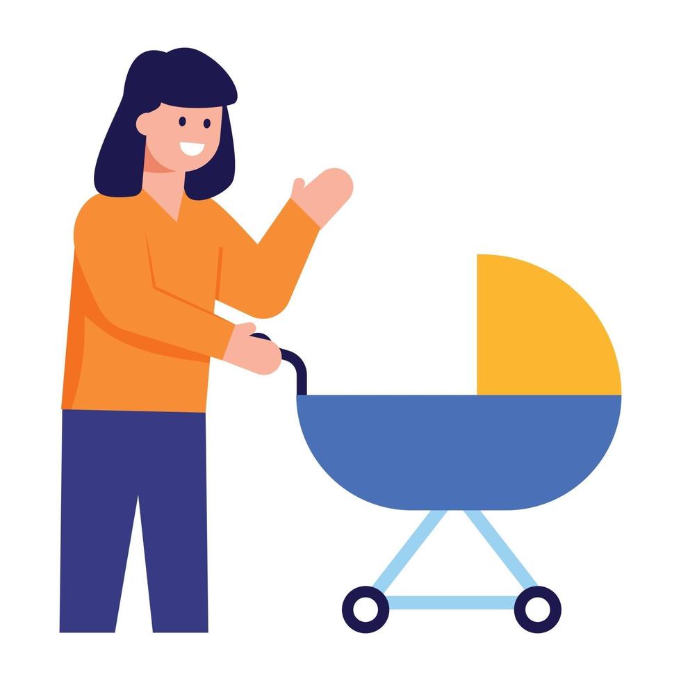 Mother With Stroller vector