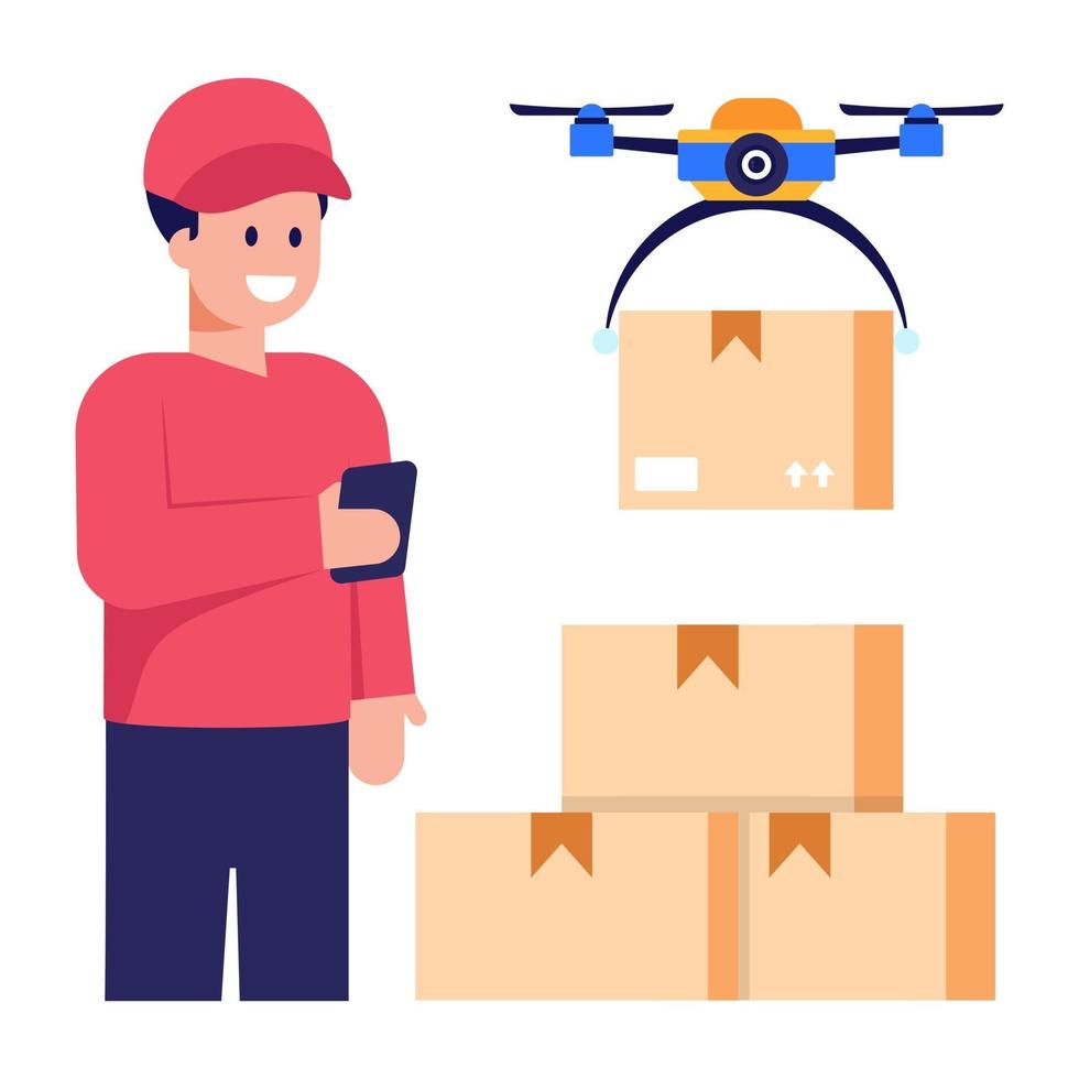Drone Delivery and copter vector