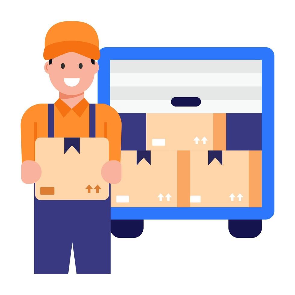 Delivery Man and Boy vector