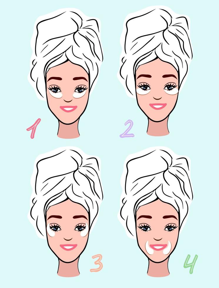 Girl flat illustration using eye patches in different ways vector