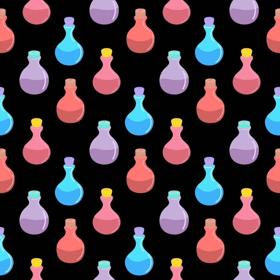 seamless pattern with magic potion bottle vector