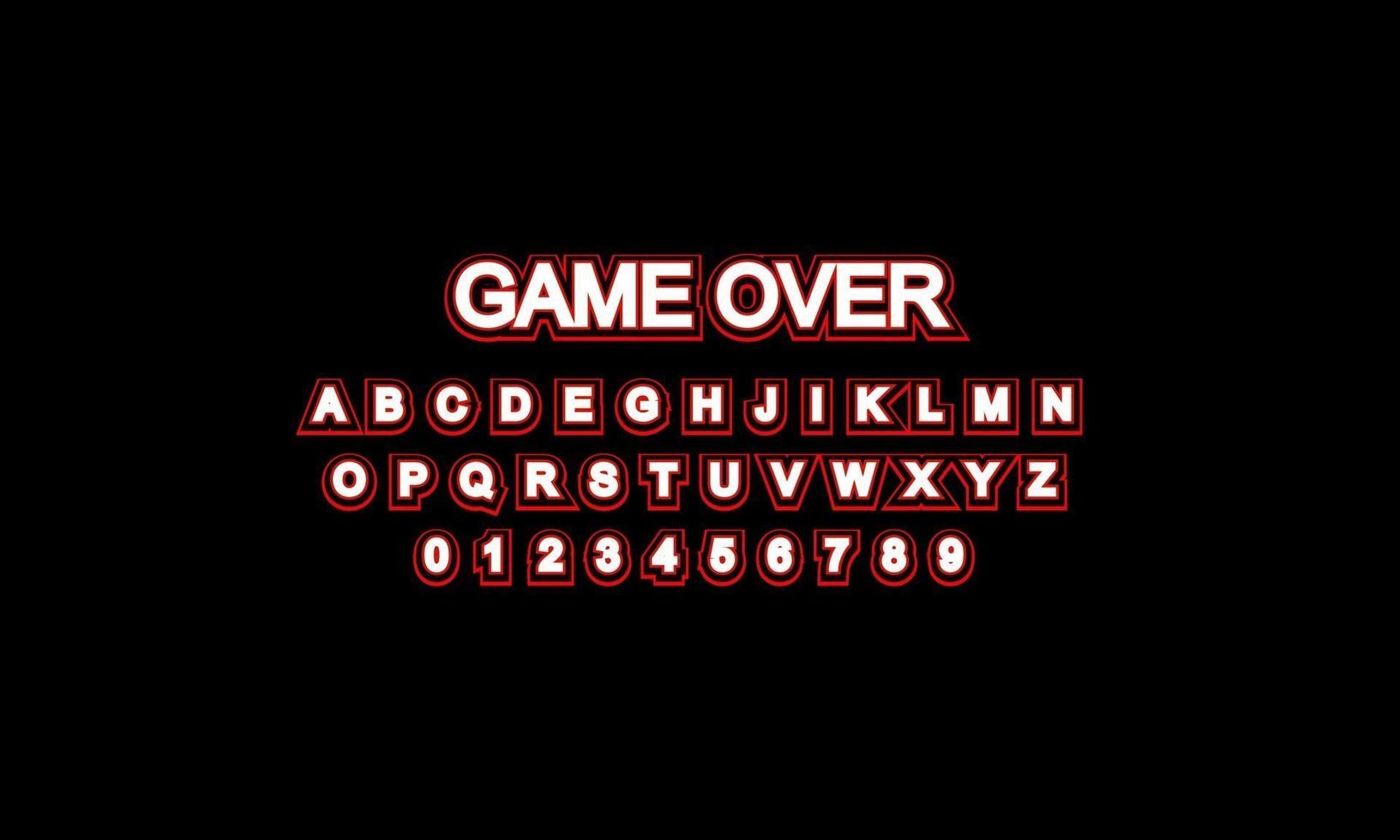 game over font alphabet vector