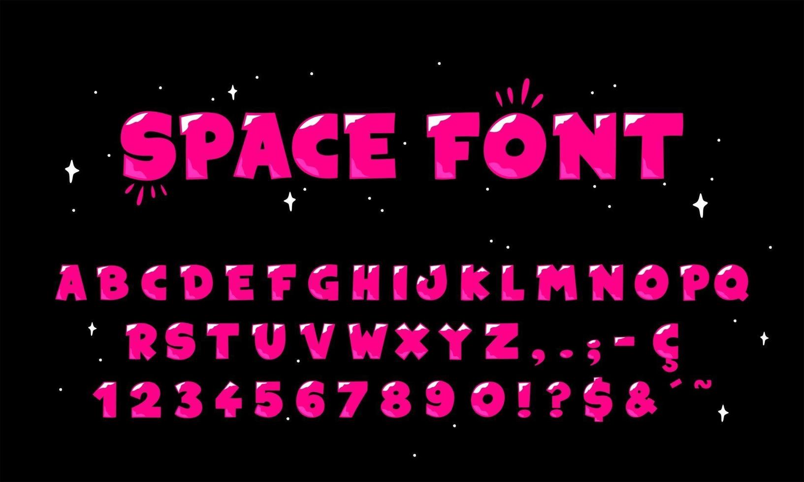 Space comic alphabet vector