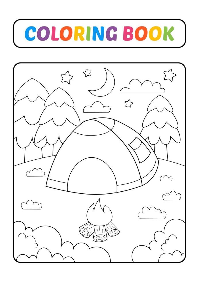 Coloring book for kids, camping vector 3210628 Vector Art at ...