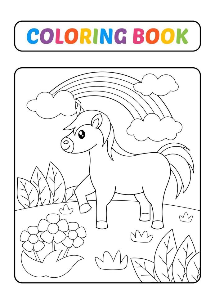 Coloring book for kids, unicorn vector 3210637 Vector Art at ...