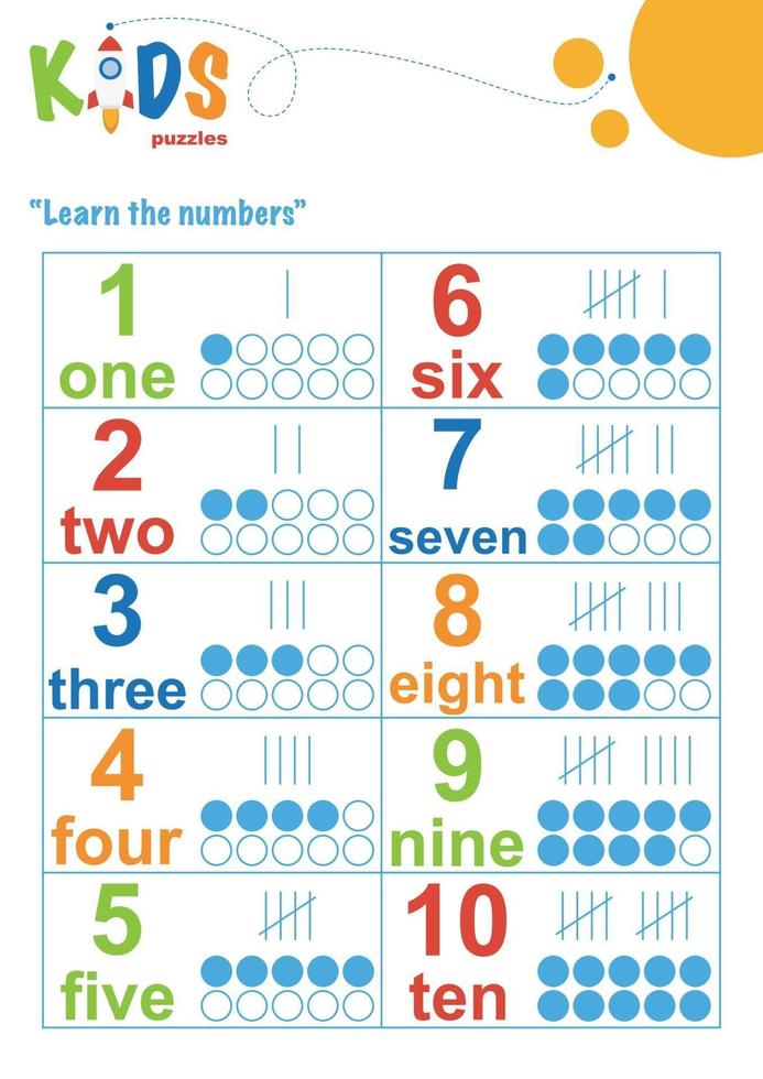 learning numbers worksheets-06.eps vector