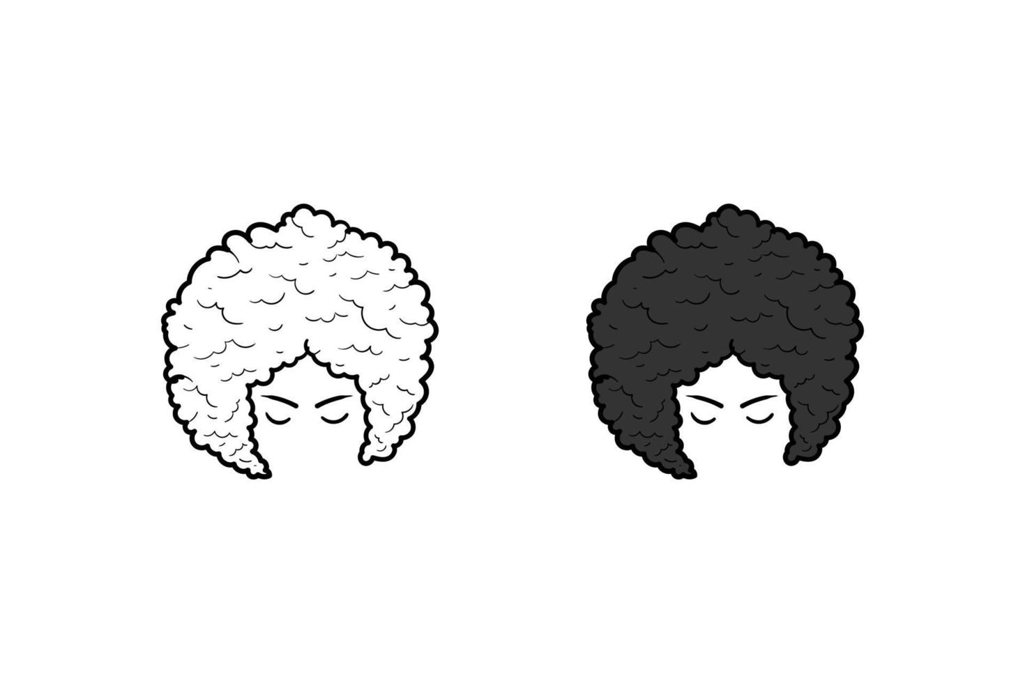 Afro woman hand drawn illustration sketch and color vector