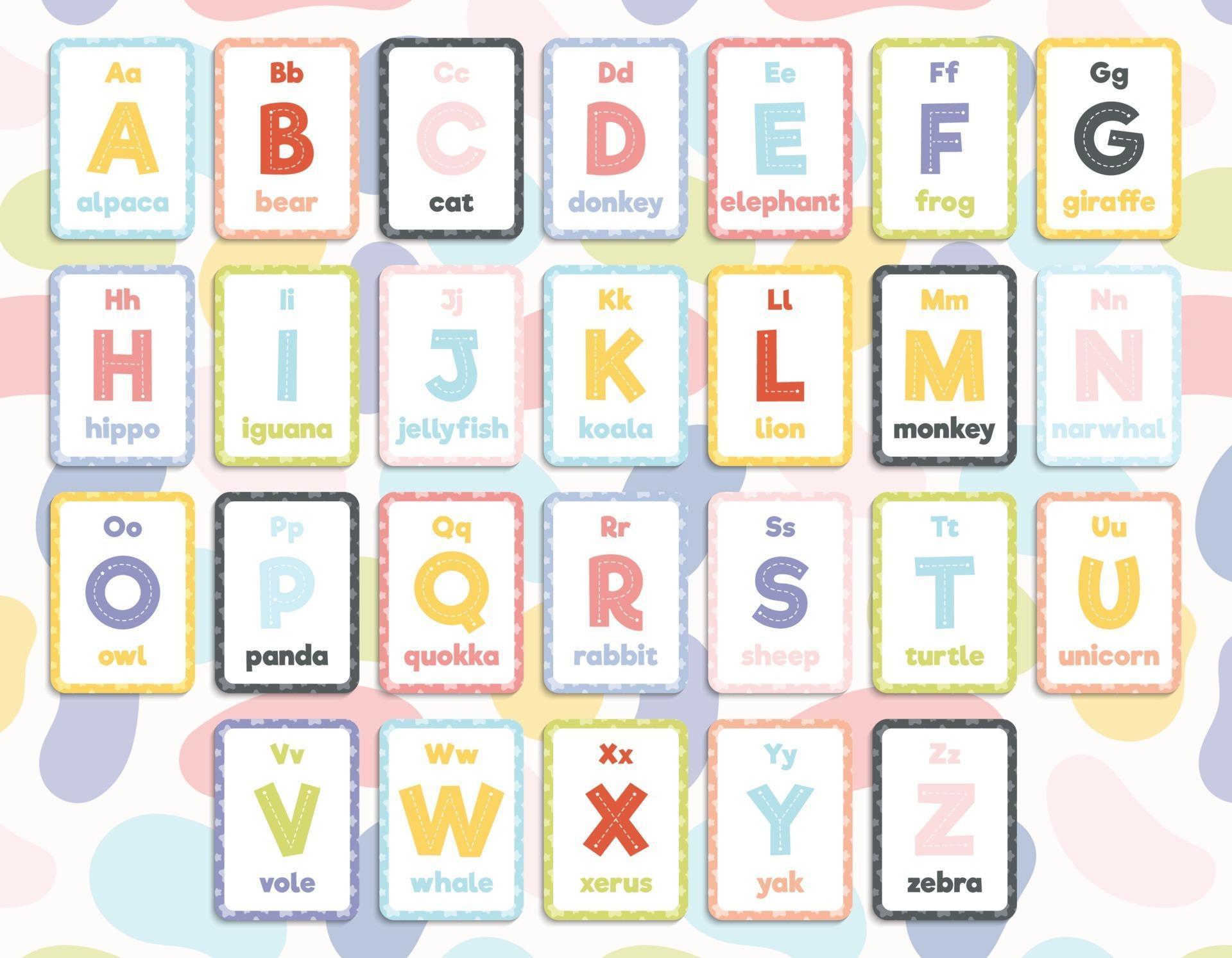 set of 26 printable english alphabet flashcards 3210697 vector art at