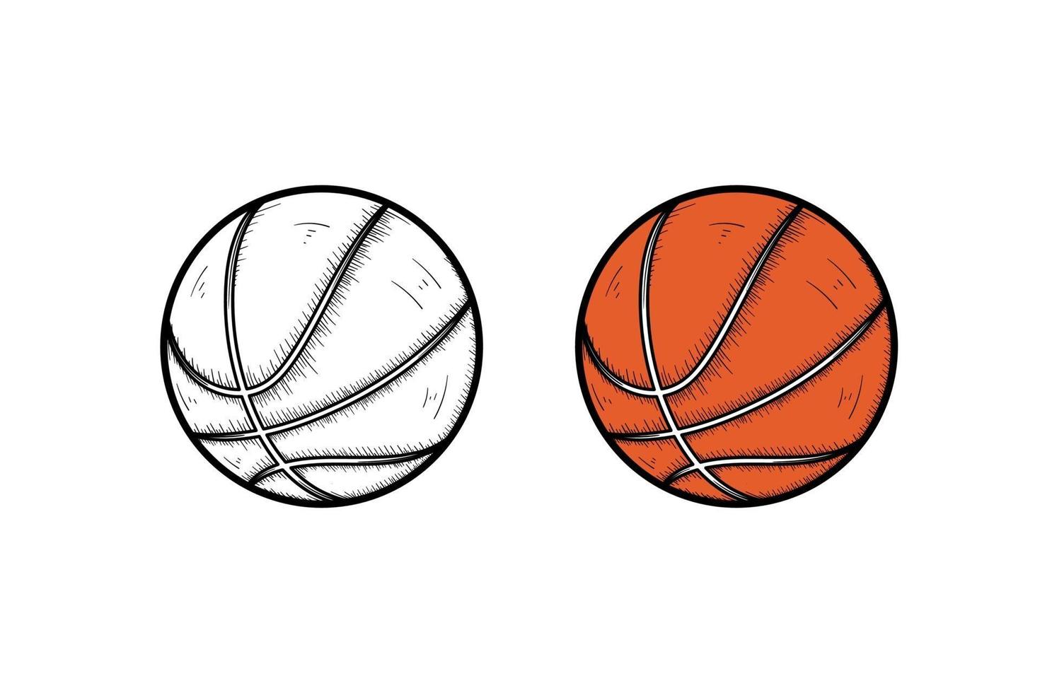 Basketball hand drawn illustration sketch and color vector