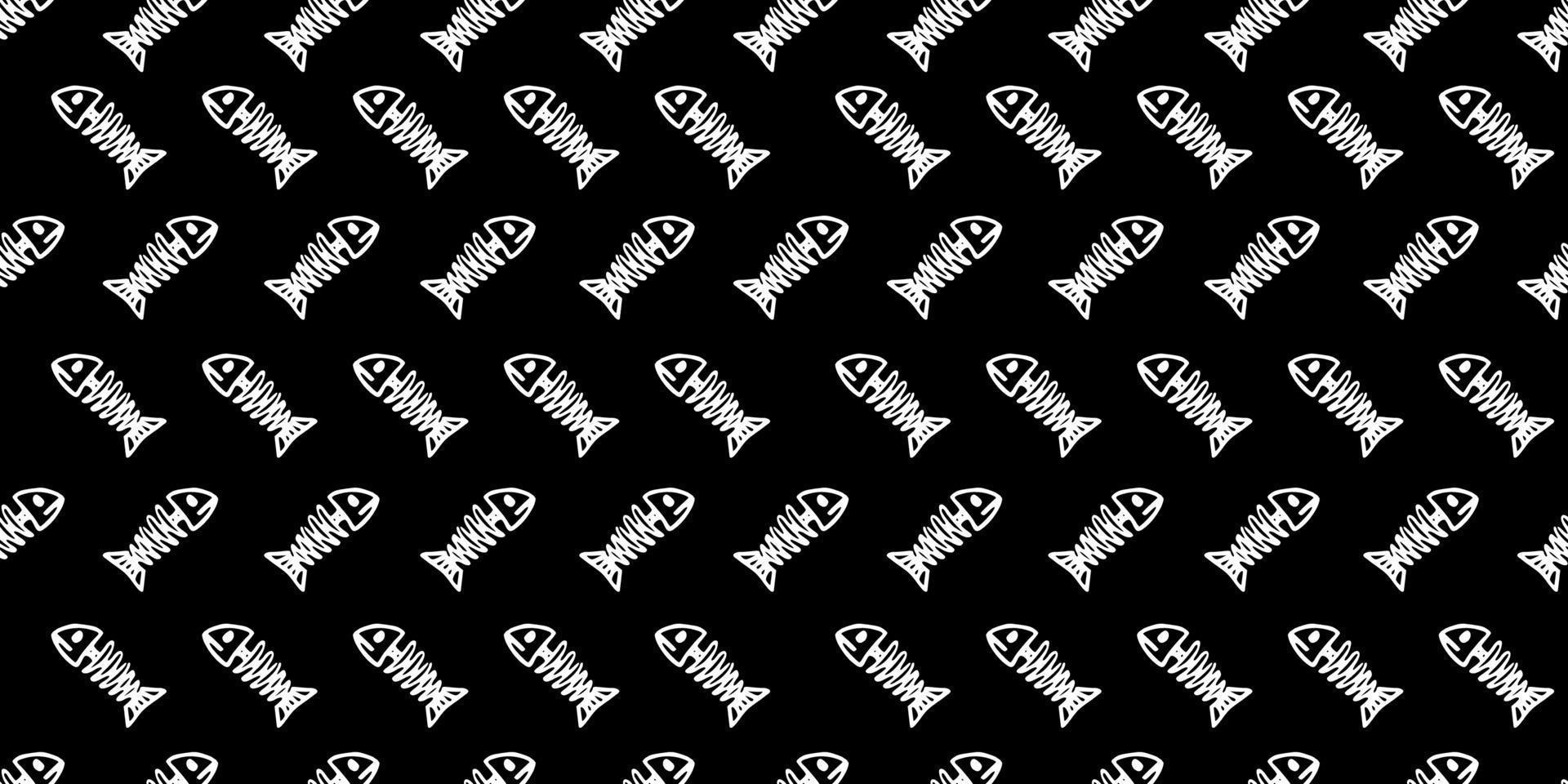 seamless black white fishbone vector image