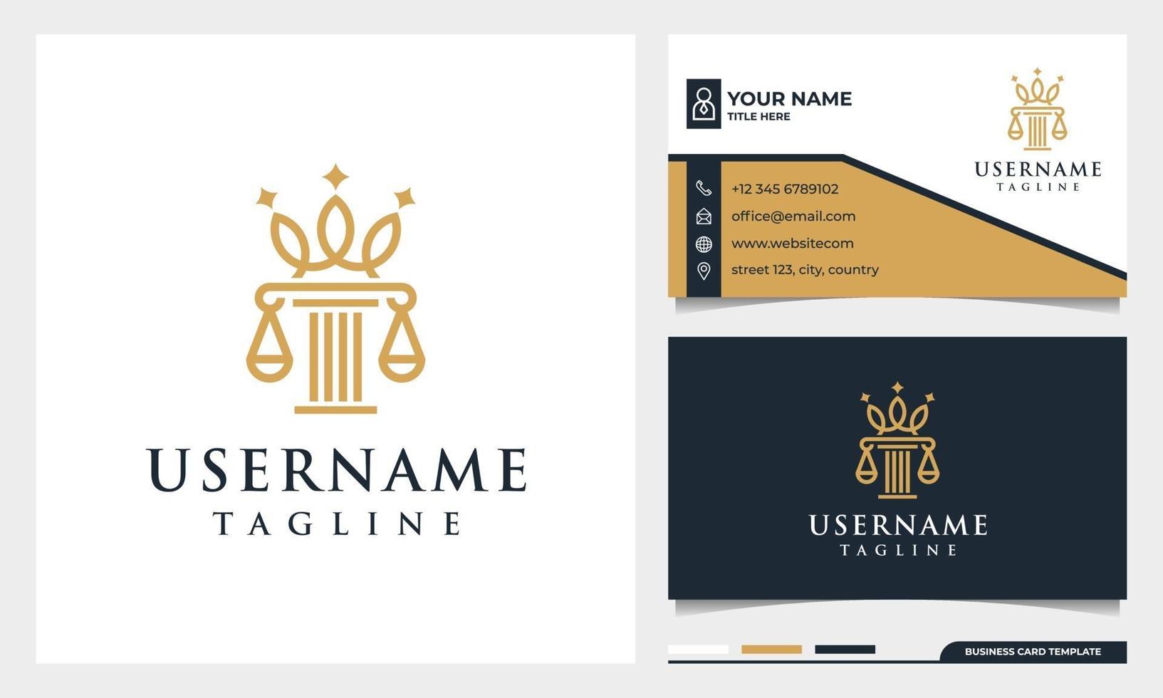 Law firm, attorney, pillar and elegance crown line art style logo vector