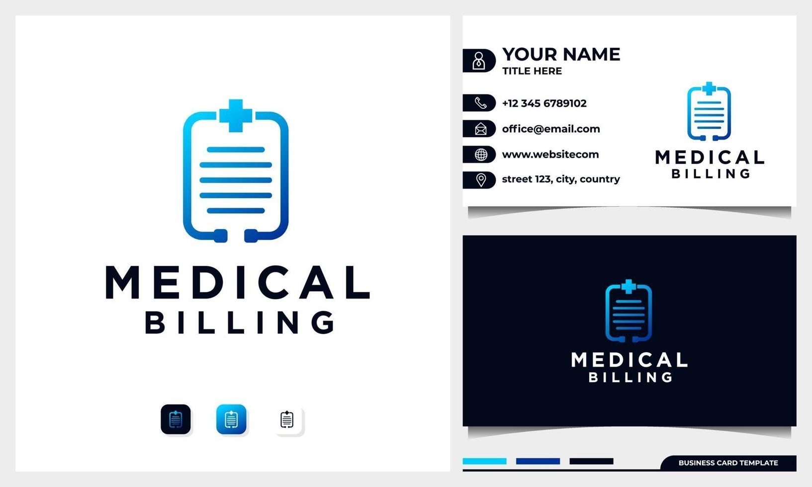 Medical Billing logo, stethoscope and paper concept vector