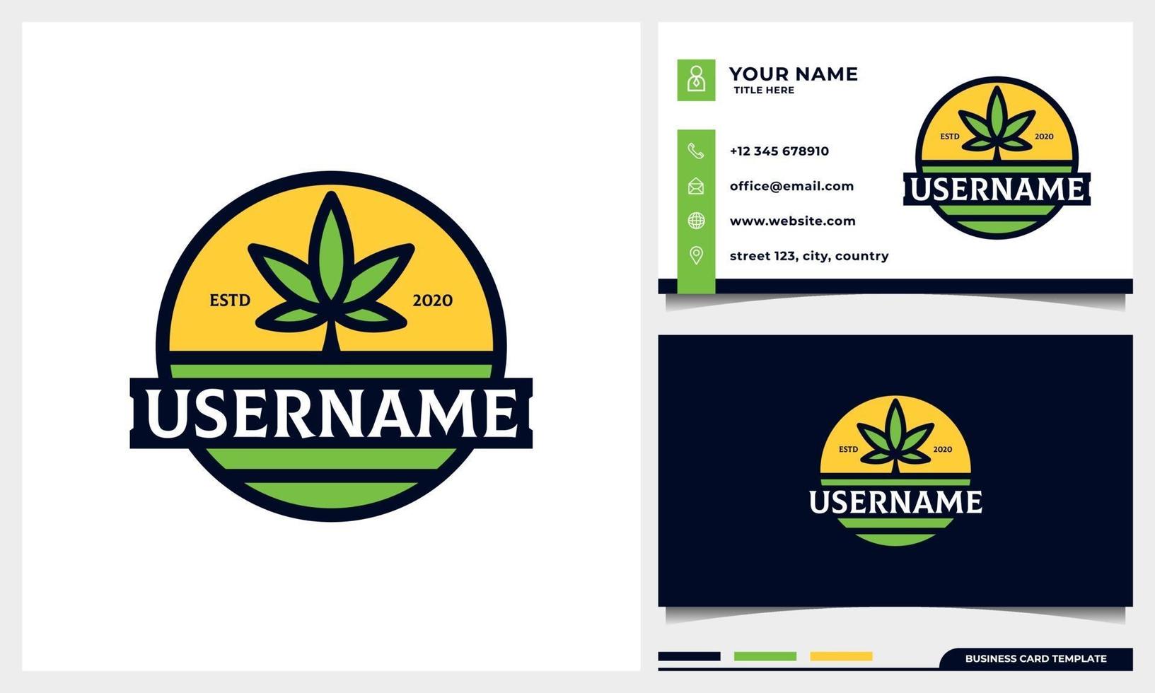 badge Agriculture with Cannabis leaf and sun concept logo vector