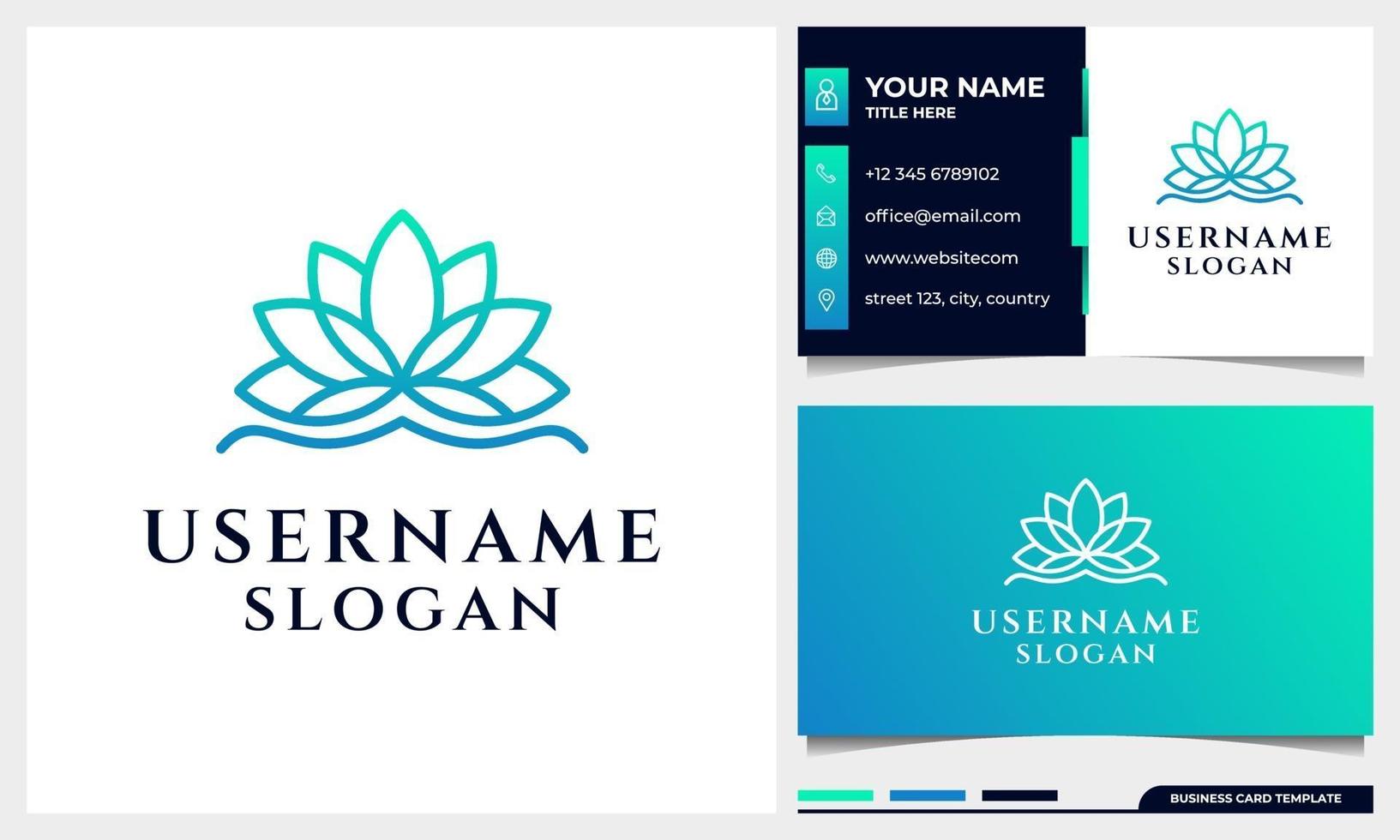 Lotus, magnolia flower line art style logo design vector