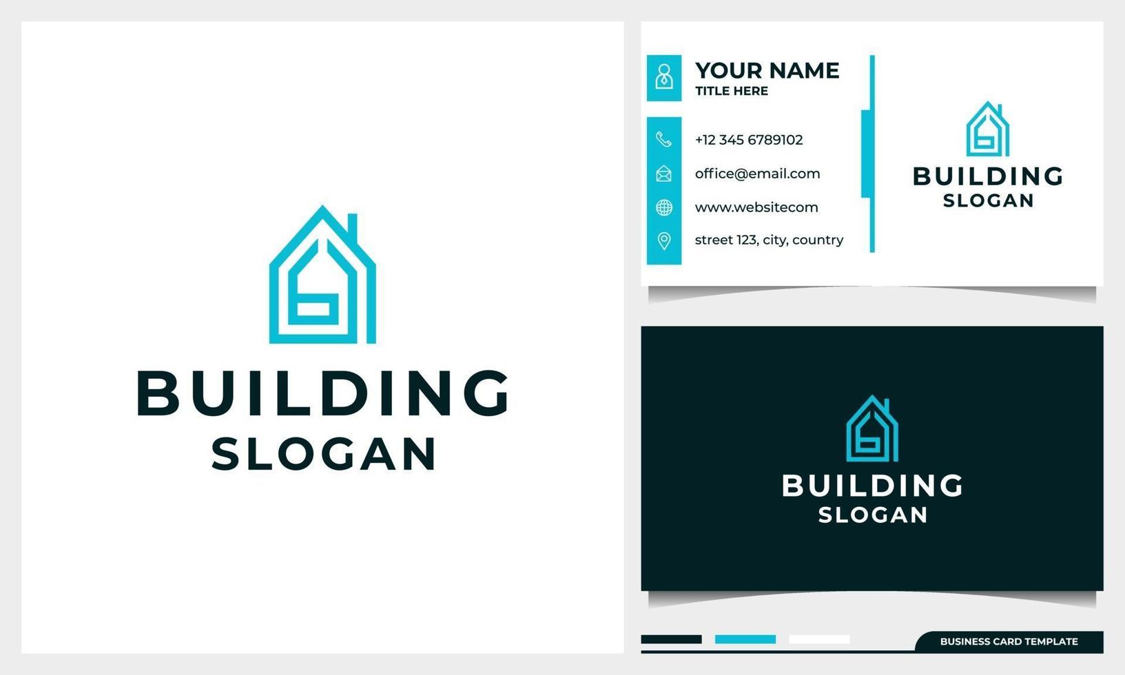 building logo design with letter B initial concept and business card vector