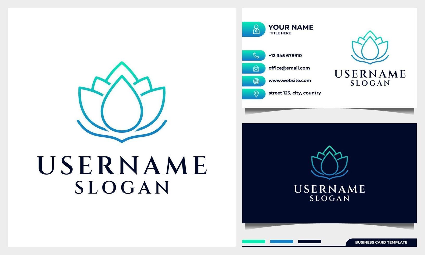 Lotus, magnolia flower line art style with water drop concept logo vector