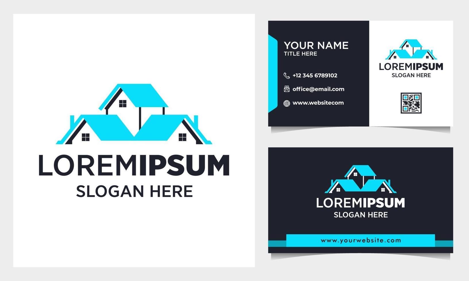 Real estate Logo Design with business card Template vector