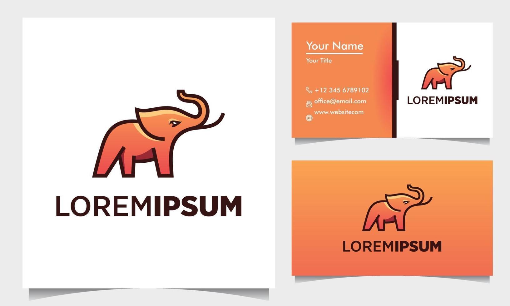 inspiración de diseño de logotipo de elefante simple con plantilla de tarjeta de visita vector