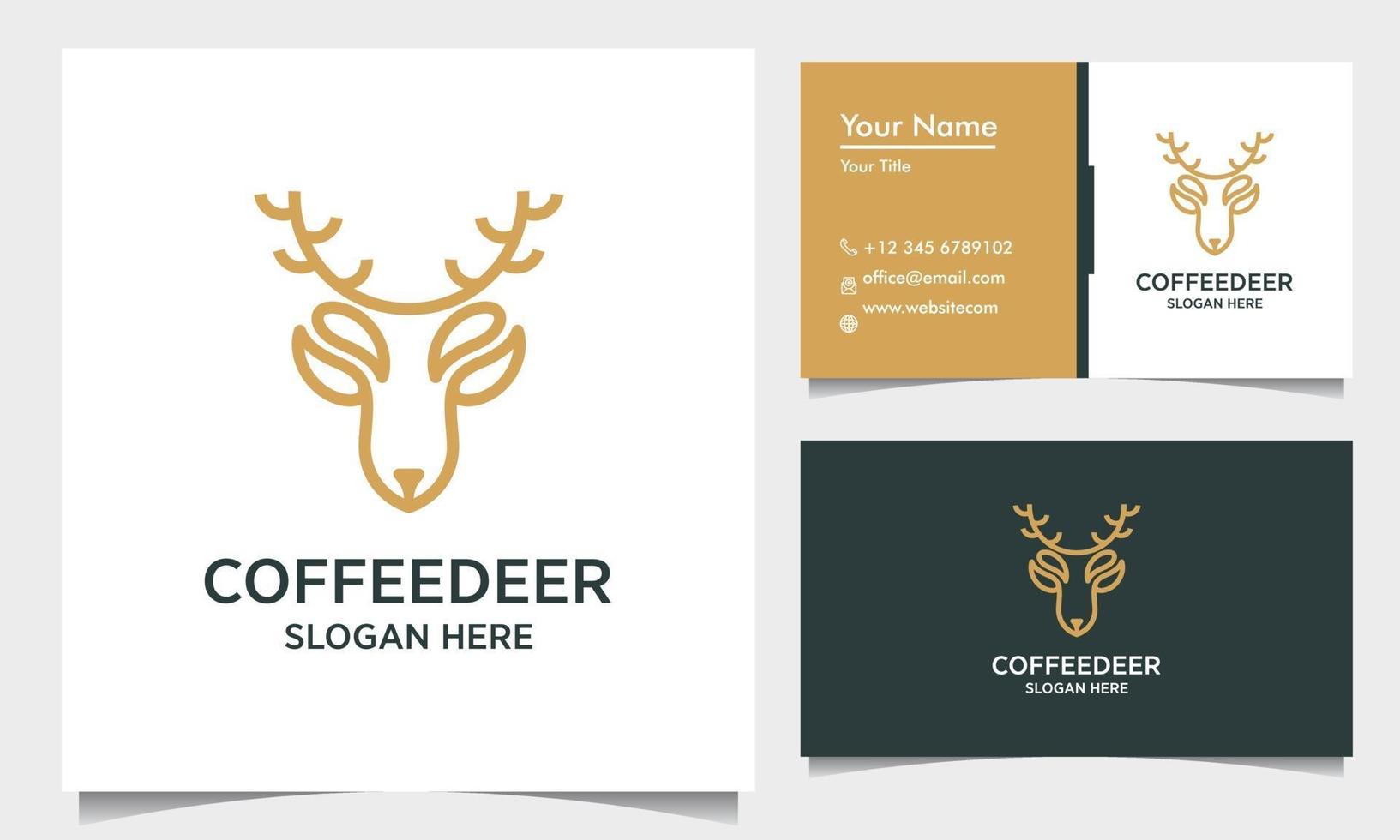 Minimal deer outline logo template, coffee deer logo inspiration vector