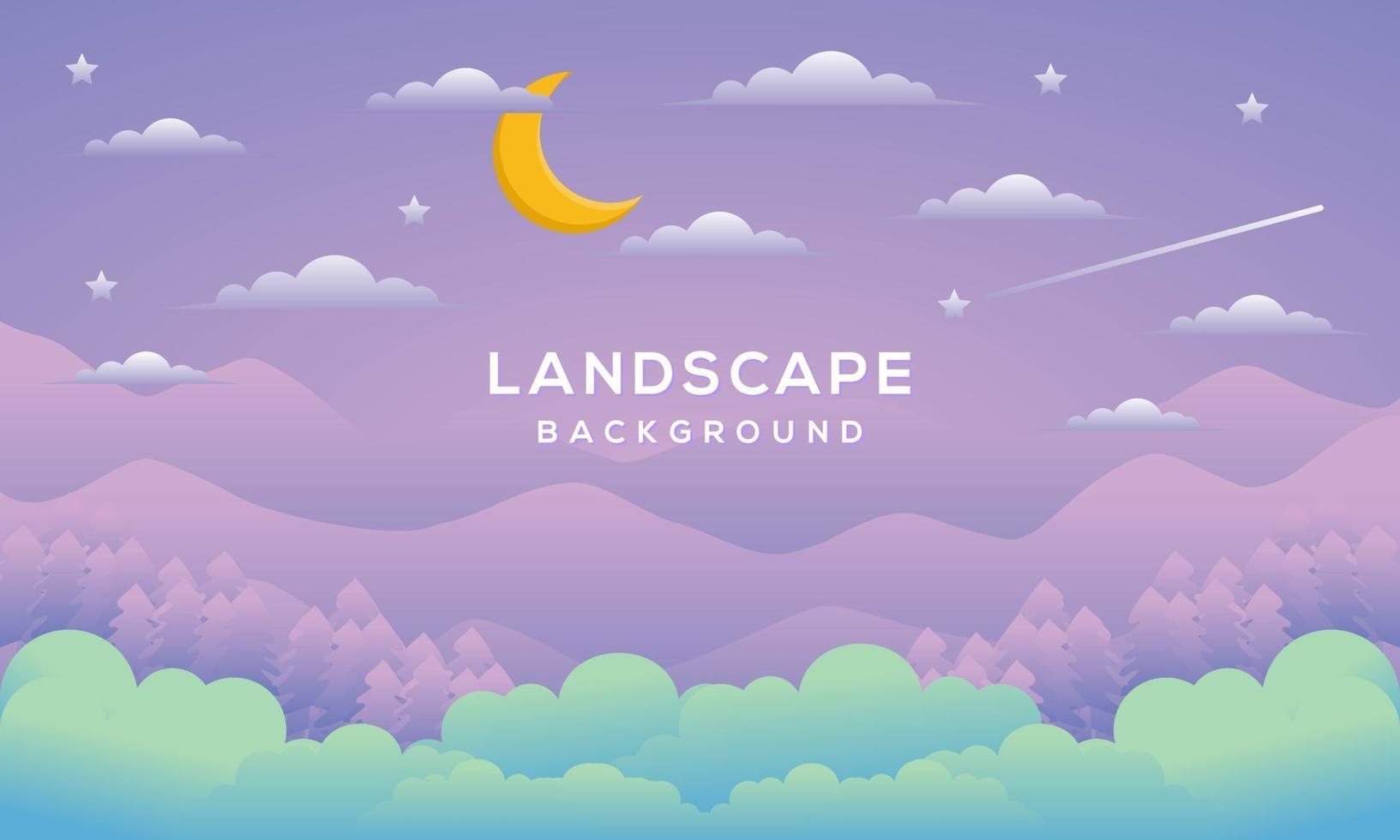 natural background with mountains and moon with night atmosphere vector