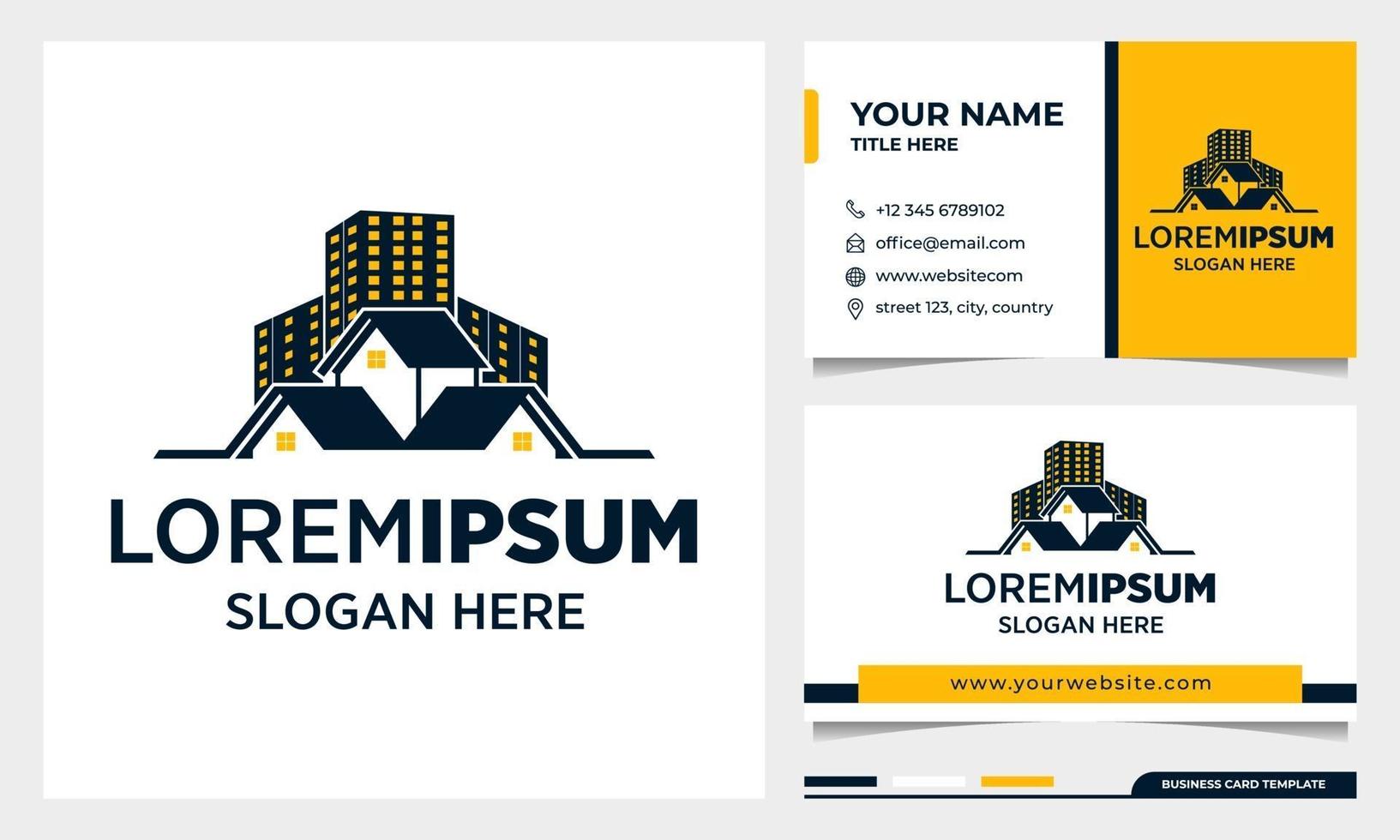 Real estate Logo Design, Architecture Building with business card vector