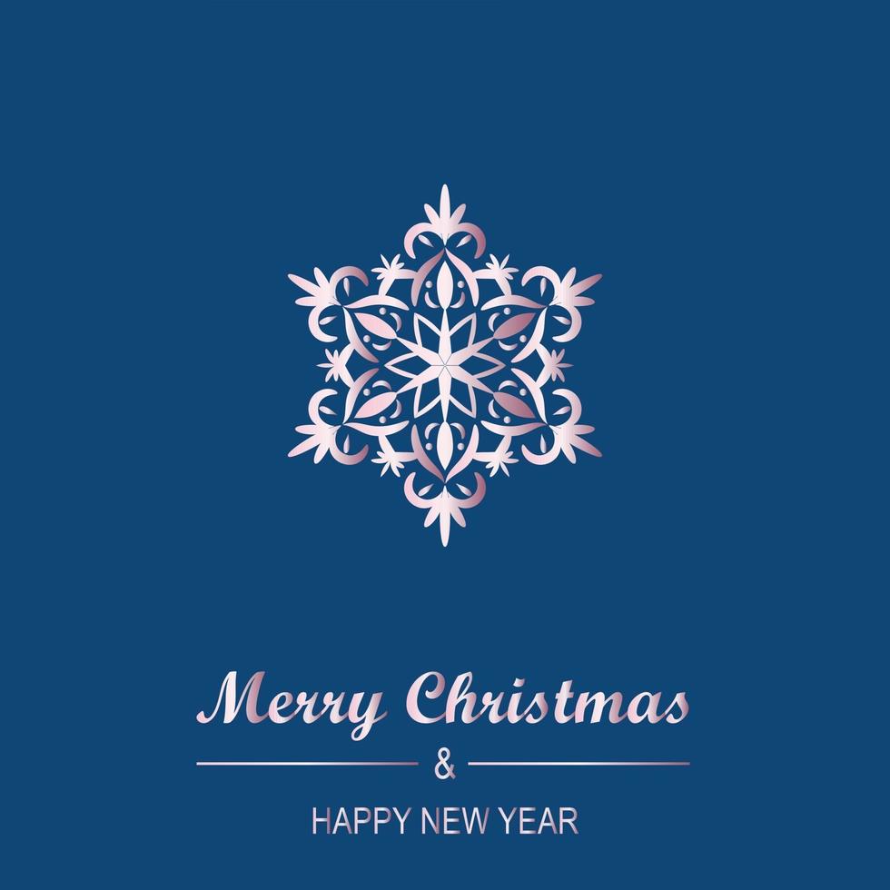 Christmas and New Year Greeting Card Design with Snowflake vector