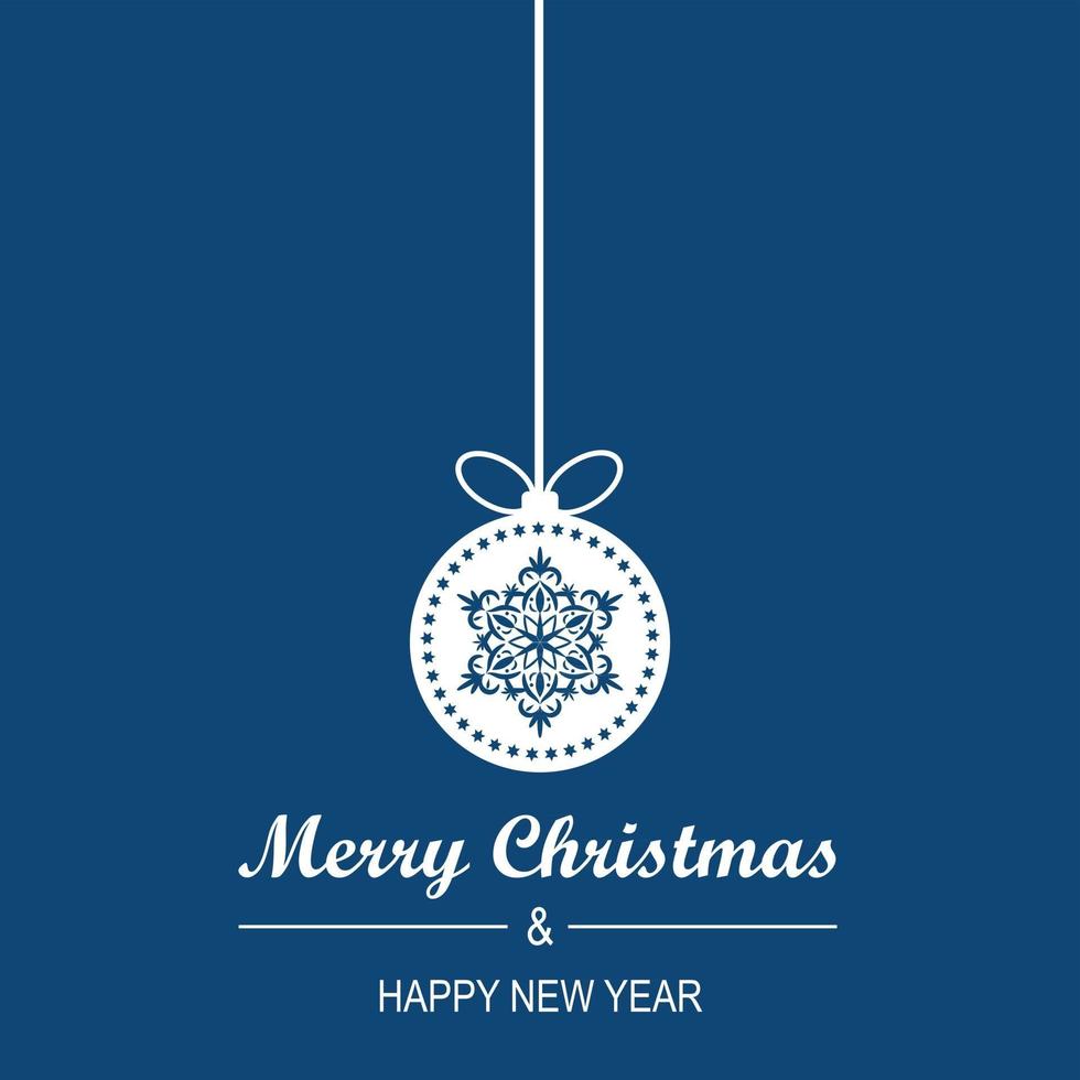 Christmas and New Year Greeting Card with Hanging Baubles, Lettering vector