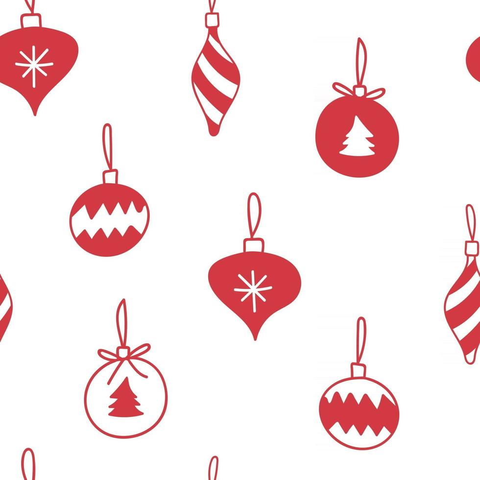 Handdrawn Christmas Tree Baubles Seamless Repeat Pattern 3210870