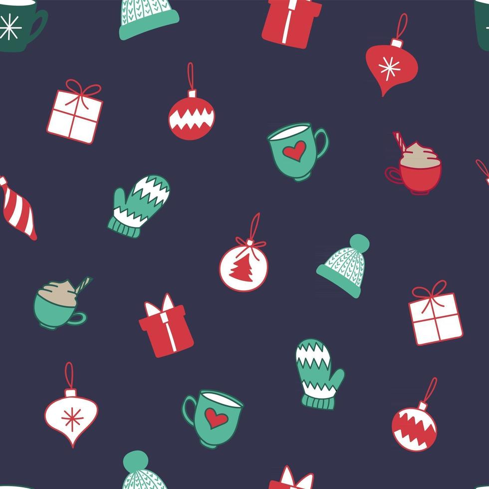 Christmas Ornaments Seamless Repeat Vector Pattern