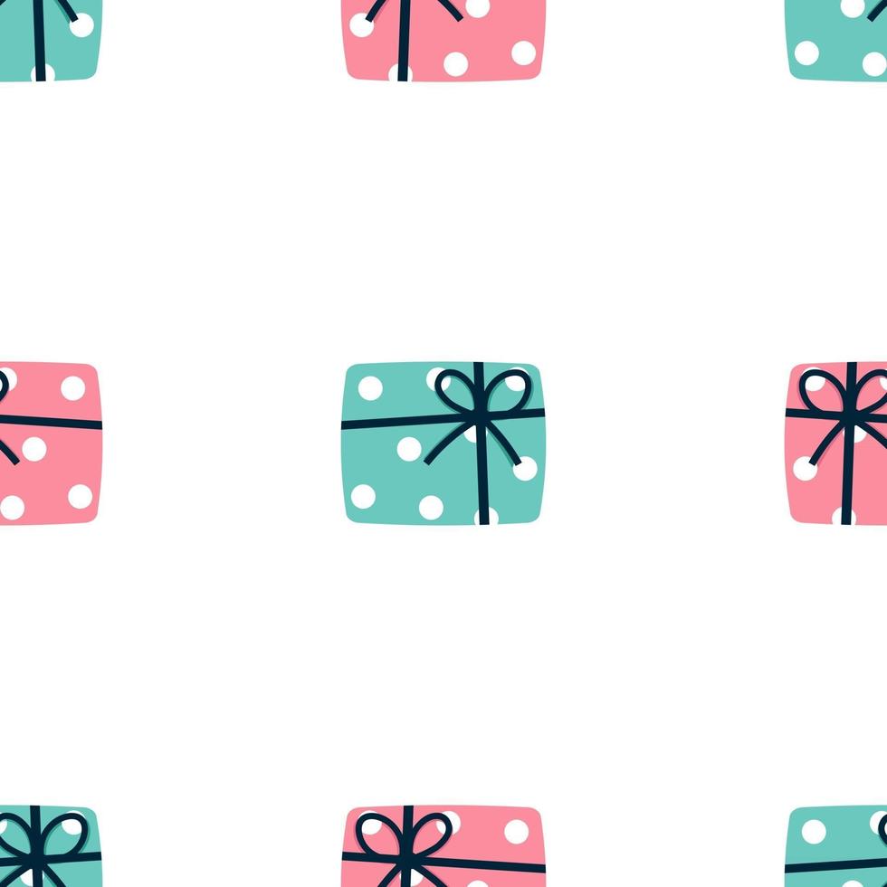 Wrapped Christmas Presents Seamless Repeat Vector Pattern