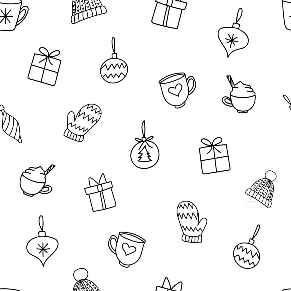 Christmas Ornaments Seamless Repeat Vector Pattern