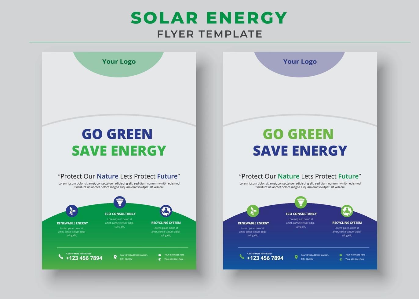 Green Solar Energy Flyer Templates, Solar Energy Flyer vector