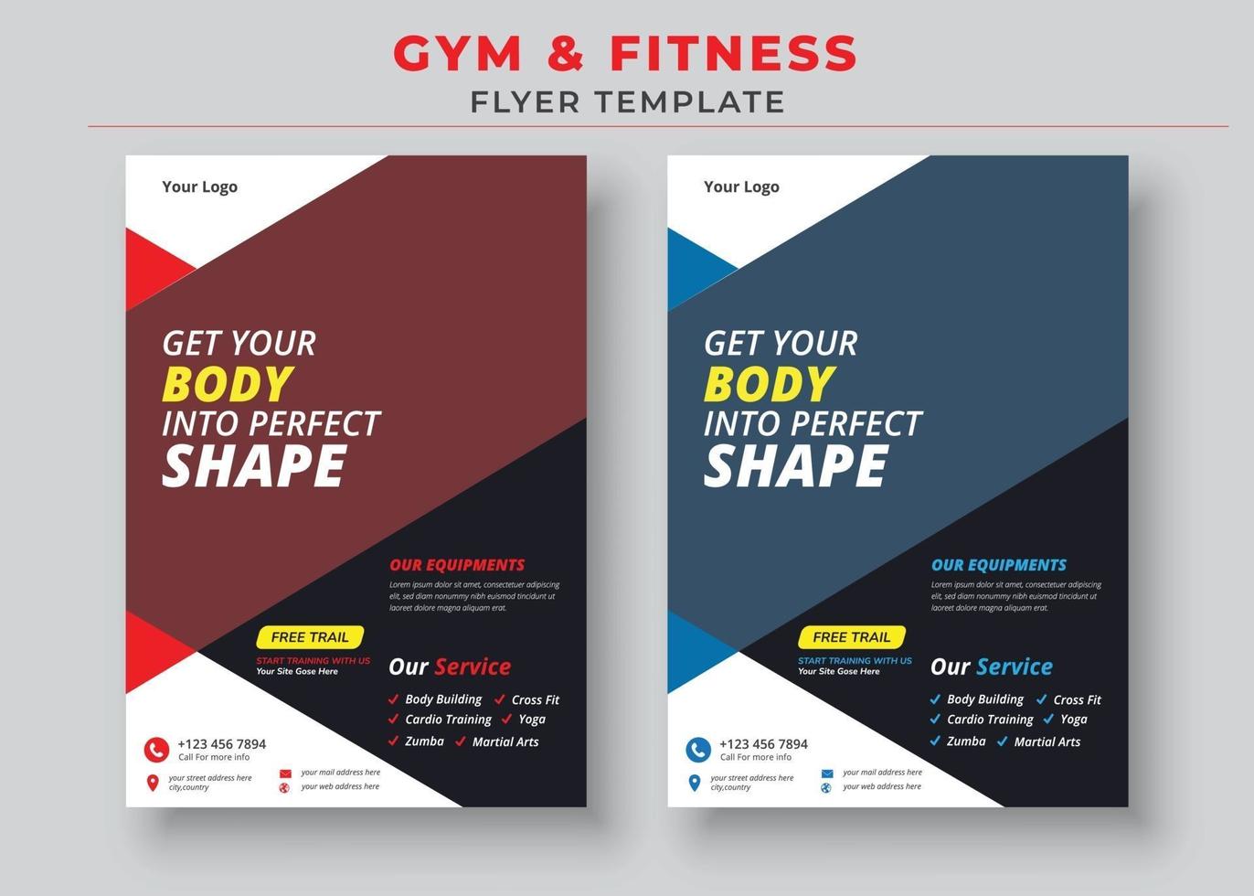 Gym Fitness Flyer Template vector