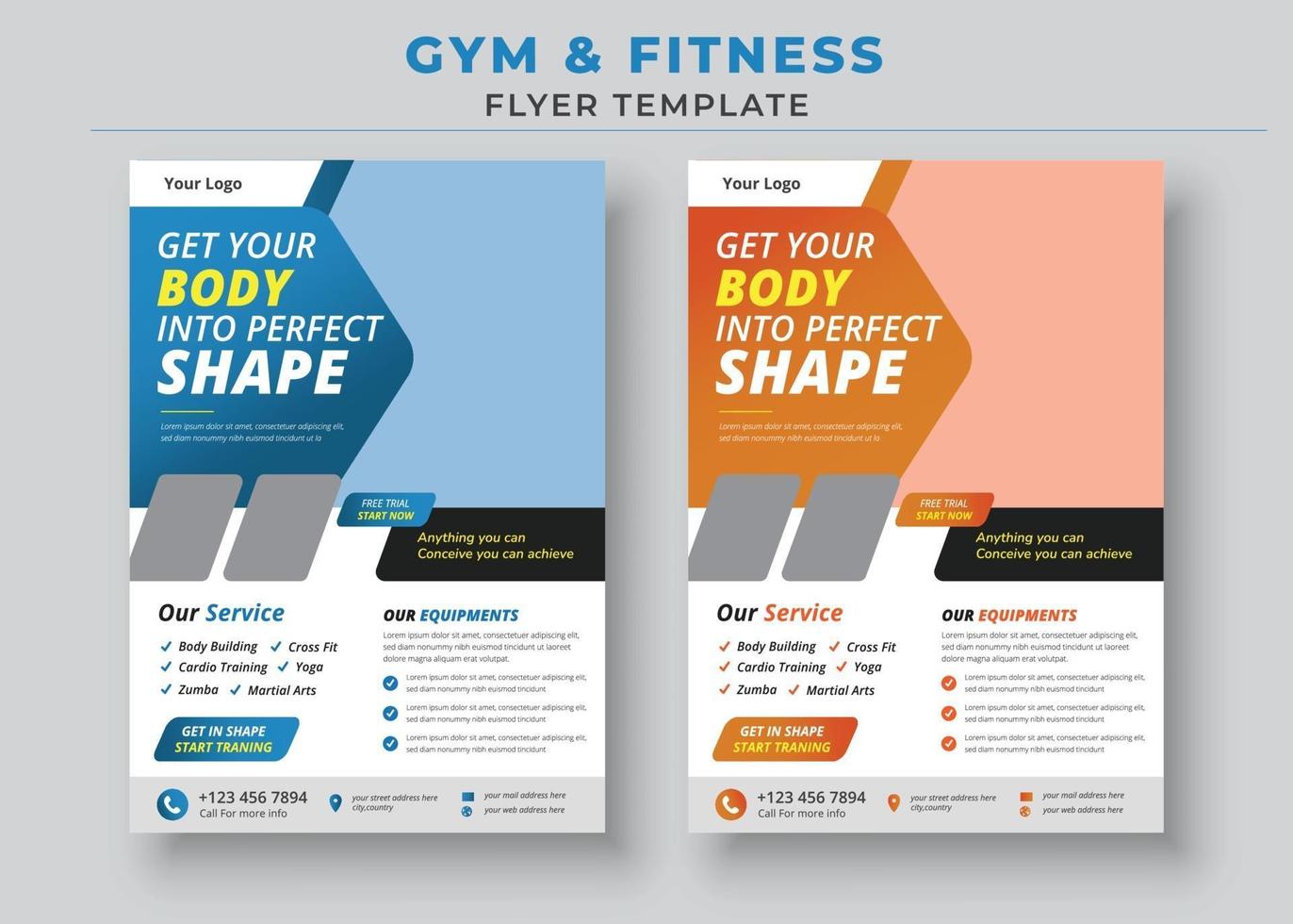 Gym Fitness Flyer Template vector