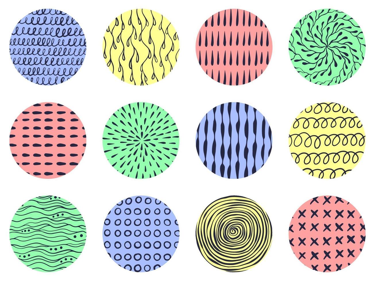 Hand drawn doodle abstract patterns set vector