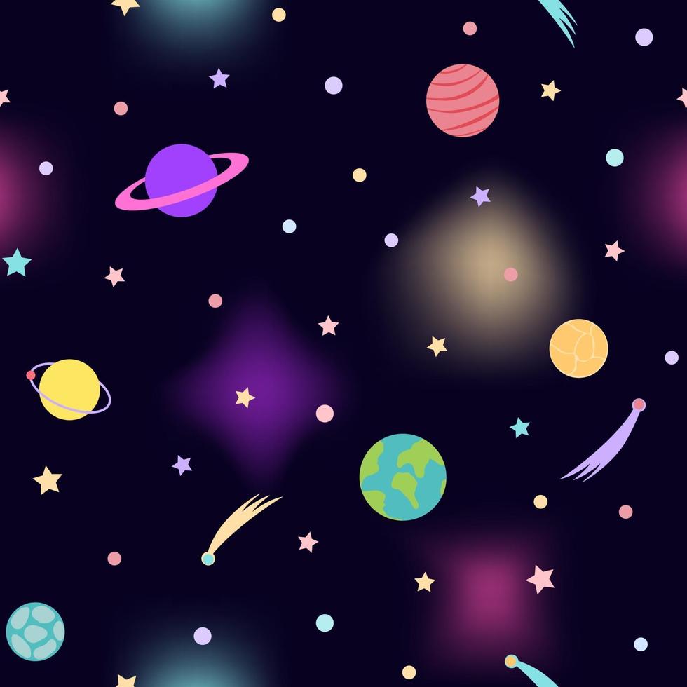 Space Seamless Pattern for textile prints and repeat background vector