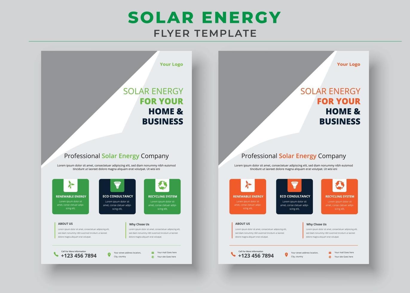 Green Solar Energy Flyer Templates, Solar Energy Flyer vector