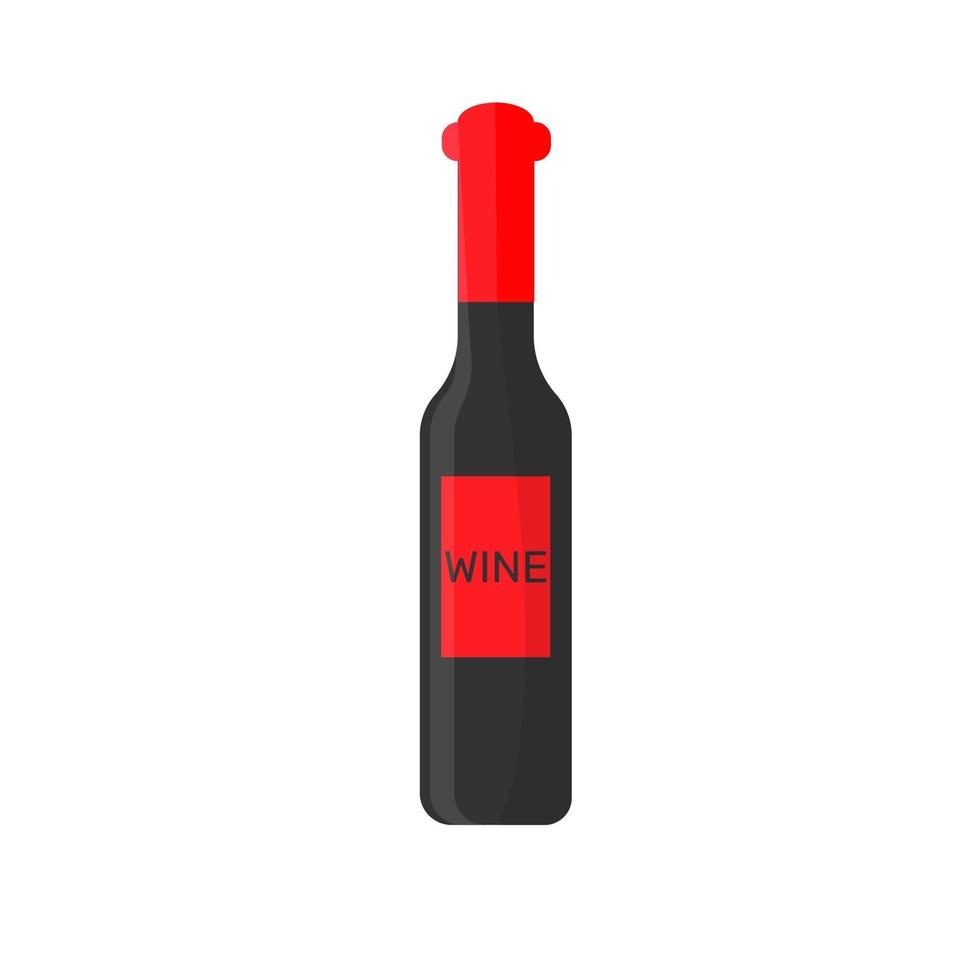 A bottle of wine isolated on white background. Red wine. Dark Bottle. vector