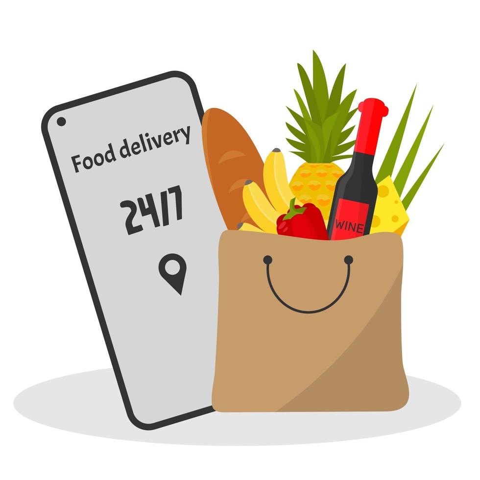 A grocery shopping bag full of fresh food vector