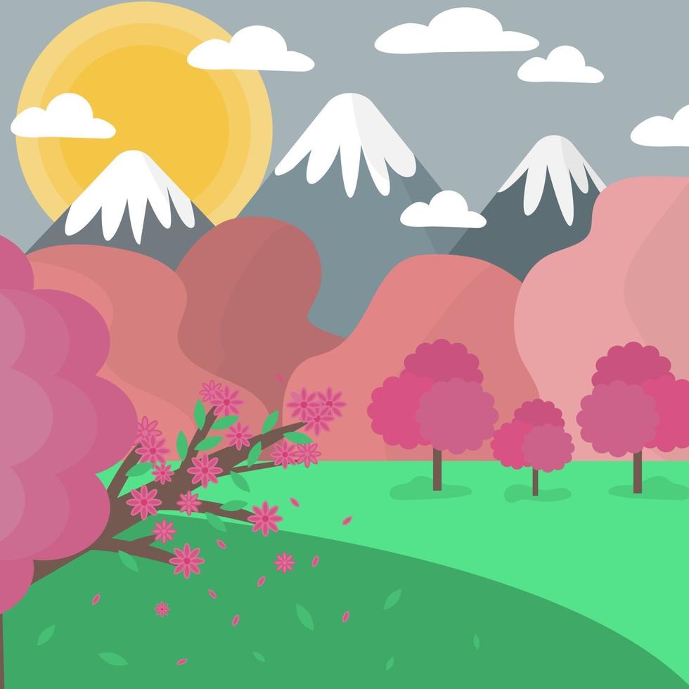 Fondo de paisaje de primavera de naturaleza. vector