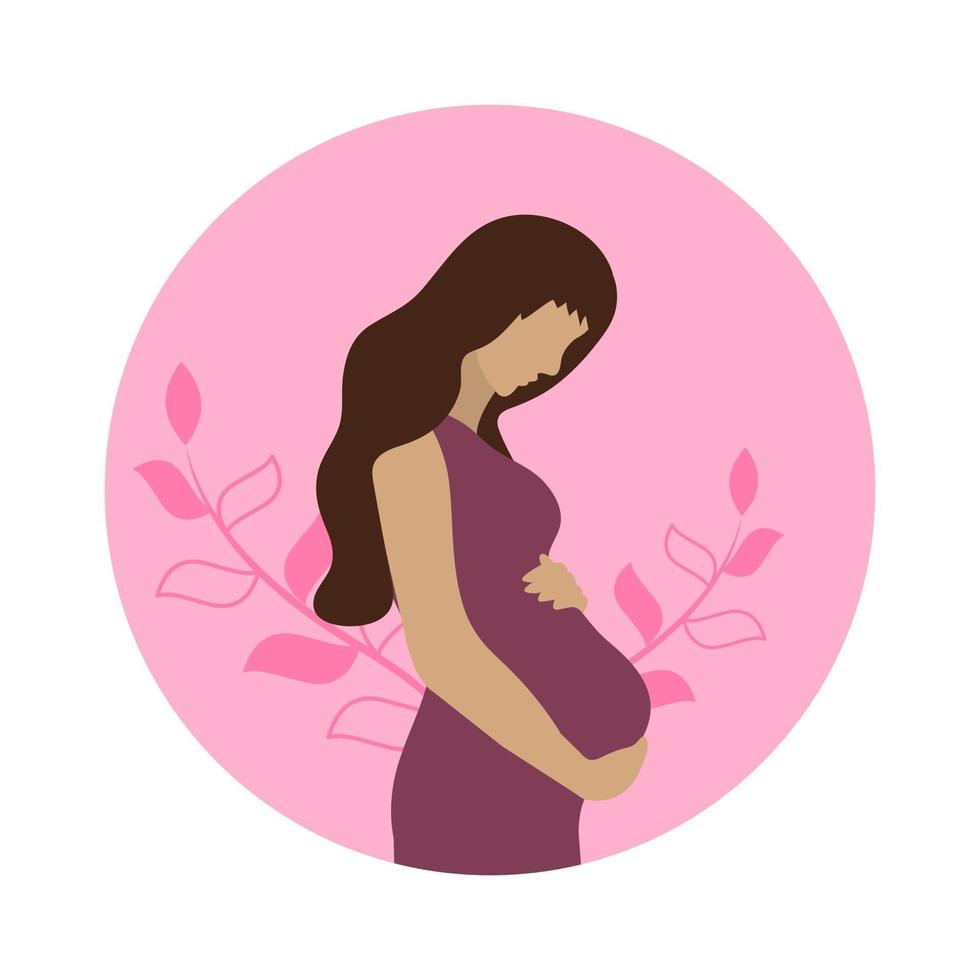 Ilustración de moderno diseño plano de logo de mujer embarazada. vector