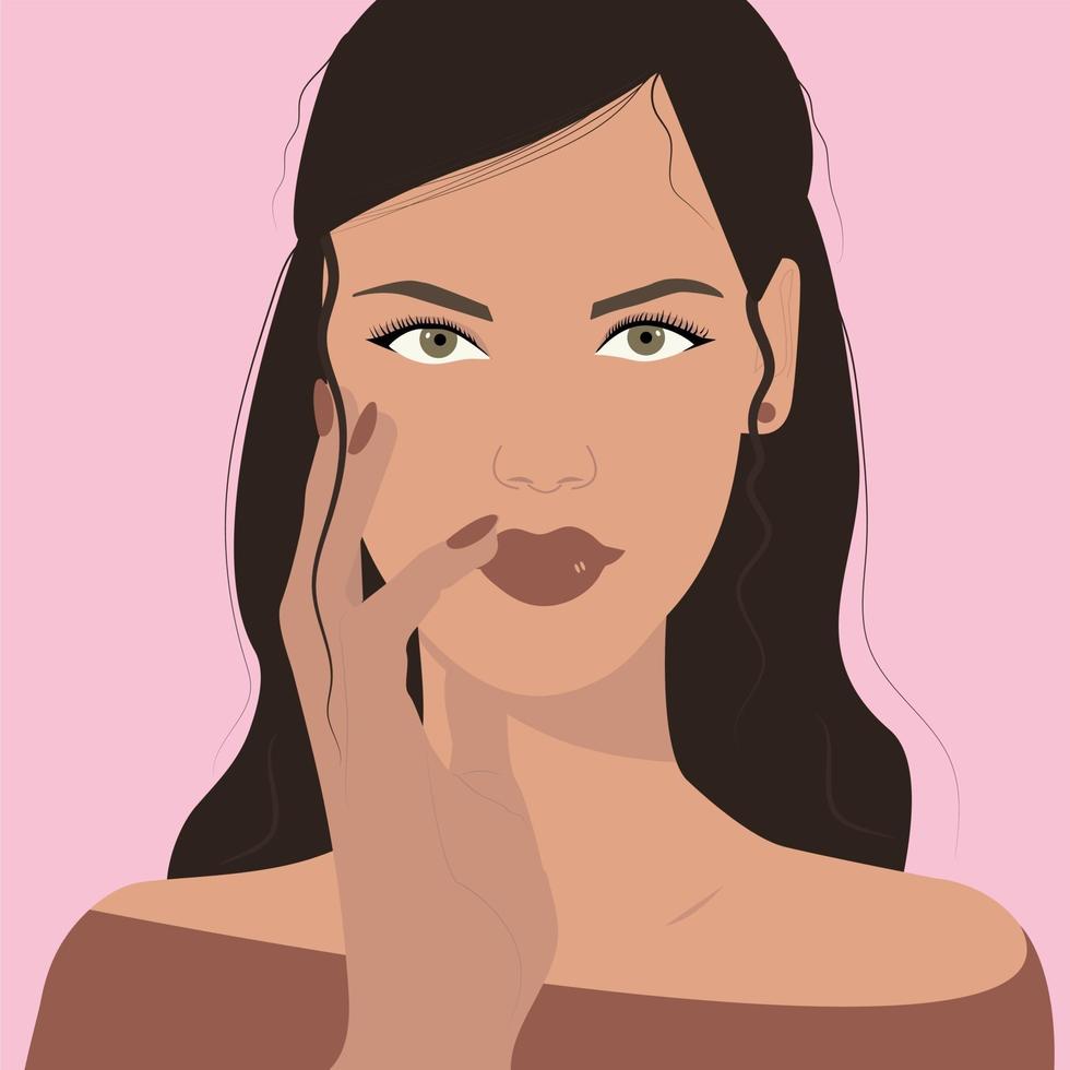 chica morena con hermosos ojos y labios vector