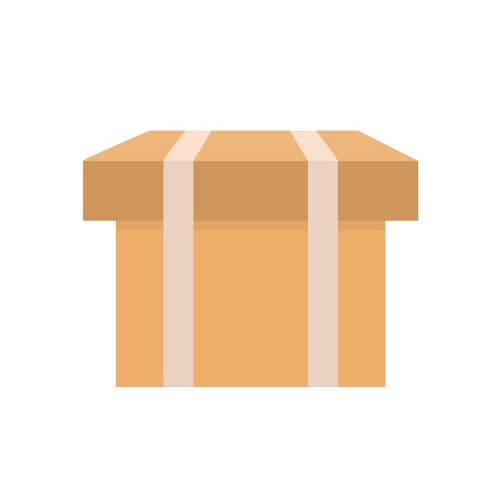 Flat style warehouse cardboard parcel box stack front view. vector