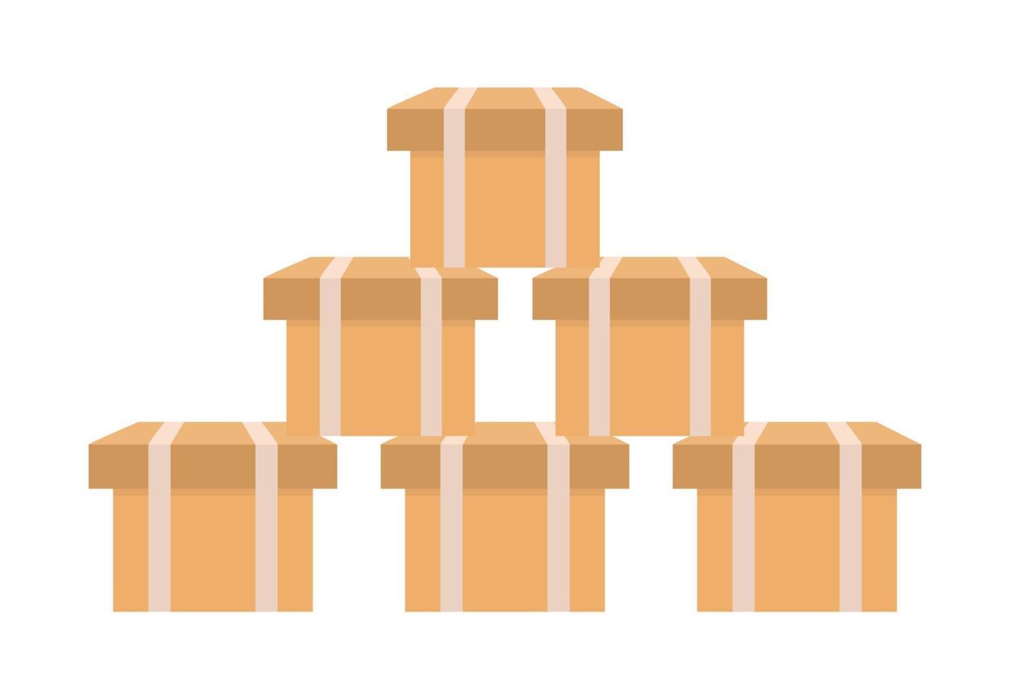 Pile of stacked cardboard boxes. vector