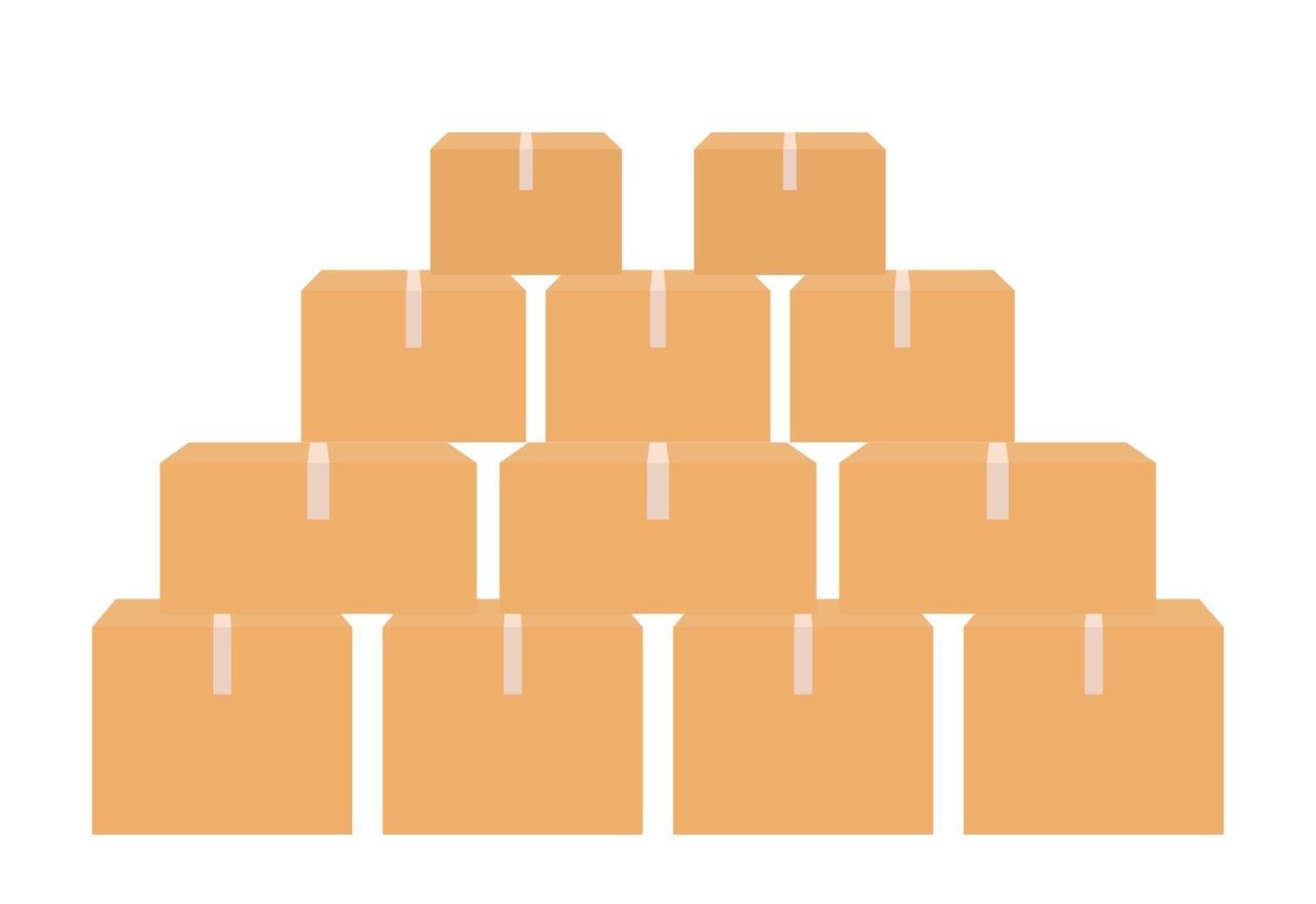 A stack of cardboard boxes, a mountain of packages. vector
