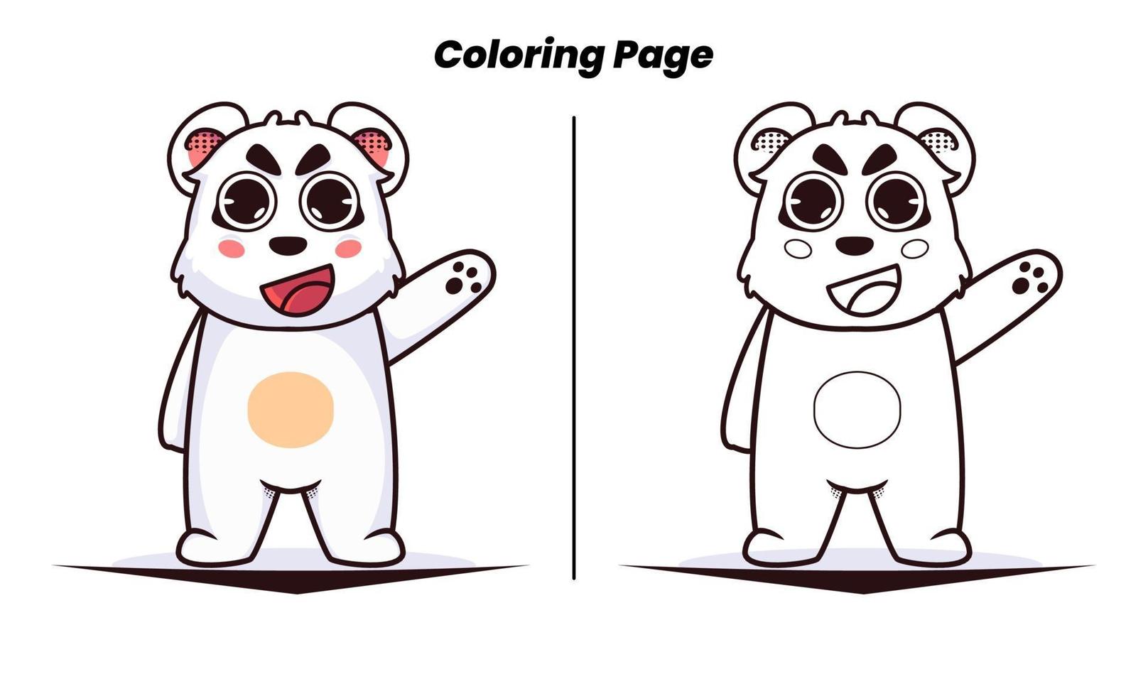 cute bear greetings with coloring pages vector
